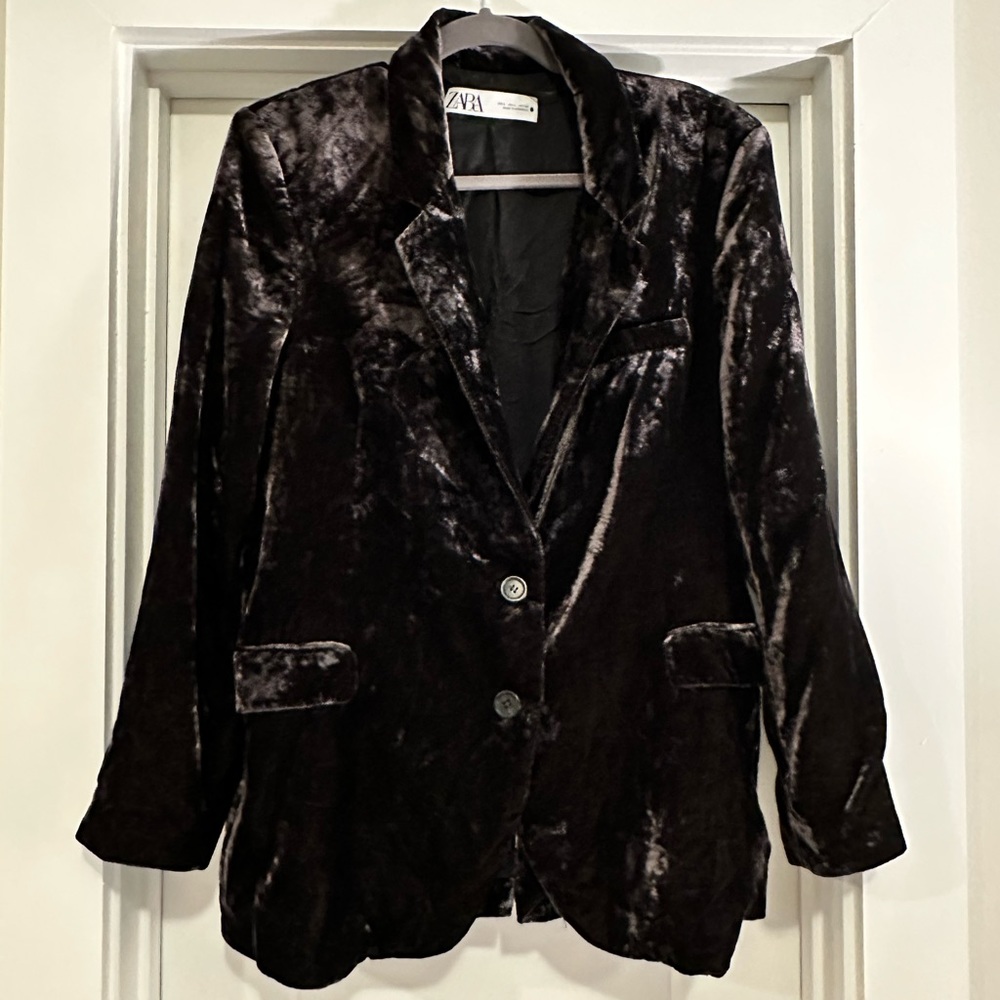 Zara Chocolate Brown Velvet Blazer